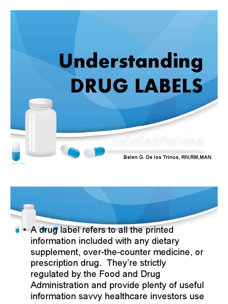 Understanding Drug Labels PDF Tablet (Pharmacy) Chemistry