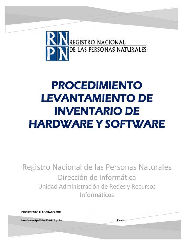 Procedimiento de Inventario de Hardware y Software | PDF | Hardware de ...
