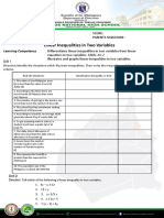 Linear Inequalities in Two Variables: Name: Score: Grade and Section: Parents Signature