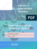 Advance Educational Statistics: Prof. Donabelle D. Mongao