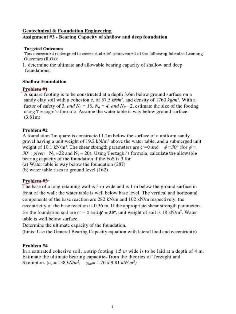 Assignment 3 (Due Date 14 Dec 2021) | PDF | Deep Foundation | Civil ...