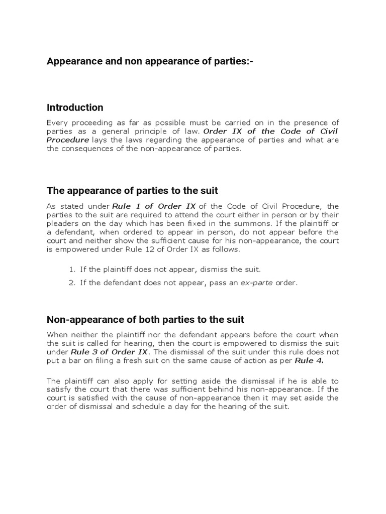 Appearance and Non Appearance PDF Lawsuit Summons