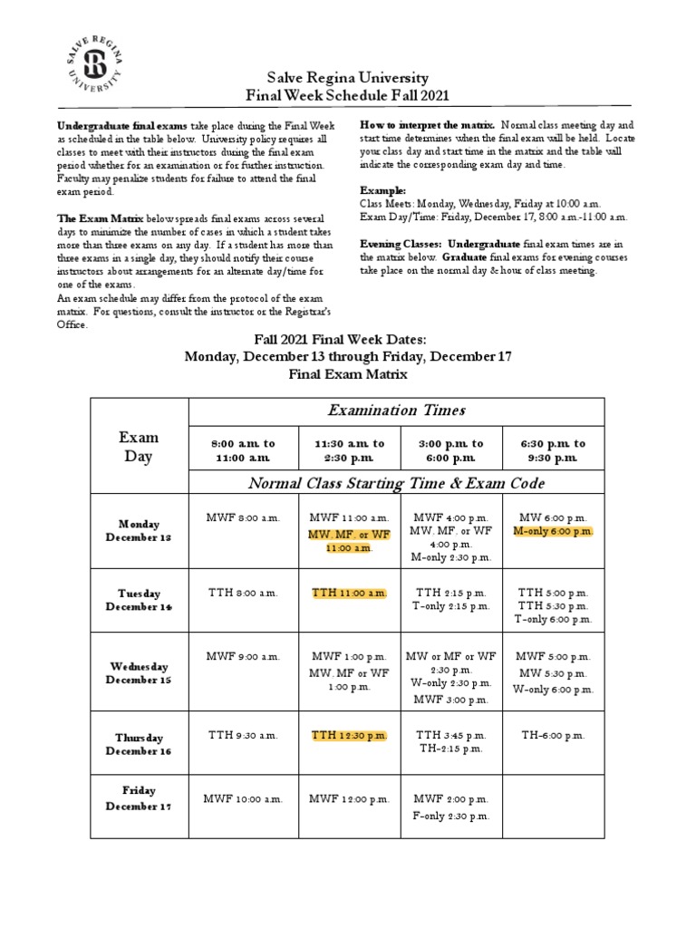 Fall 2021 Final Exam Matrix2 PDF Test (Assessment)
