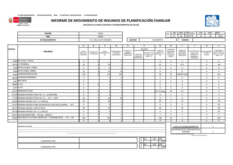 Formato Del Imi Plani Junio | PDF | Salud pública