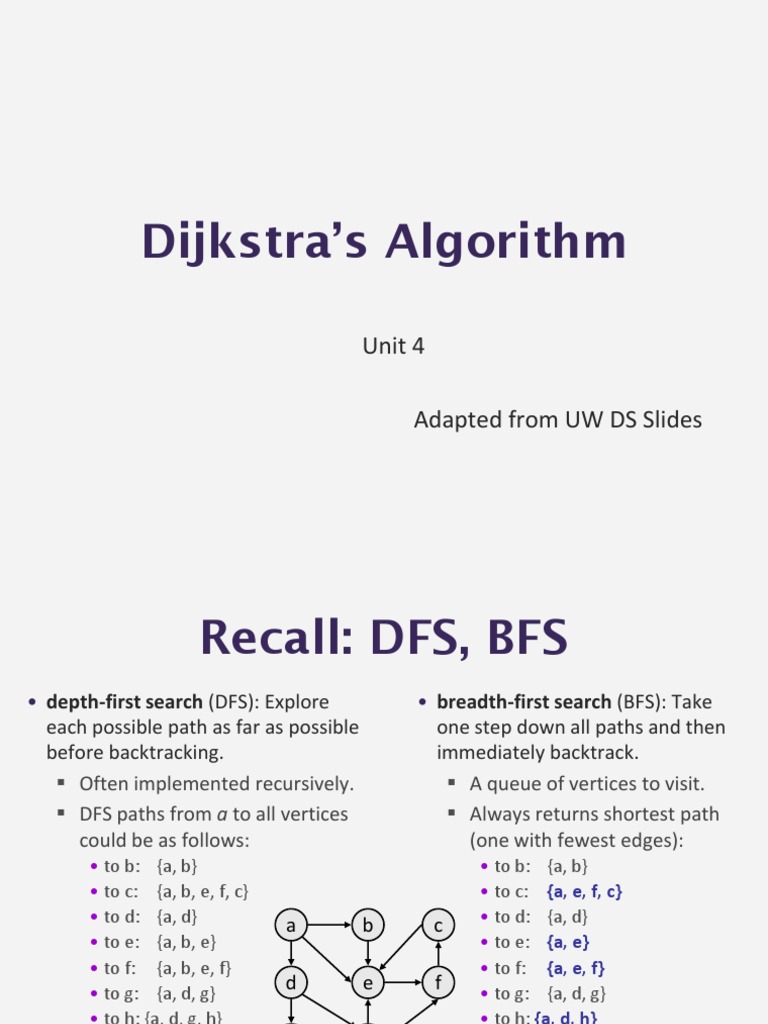 Dijkstra's Algorithm: Unit 4 Adapted From UW DS Slides | PDF | Computer ...