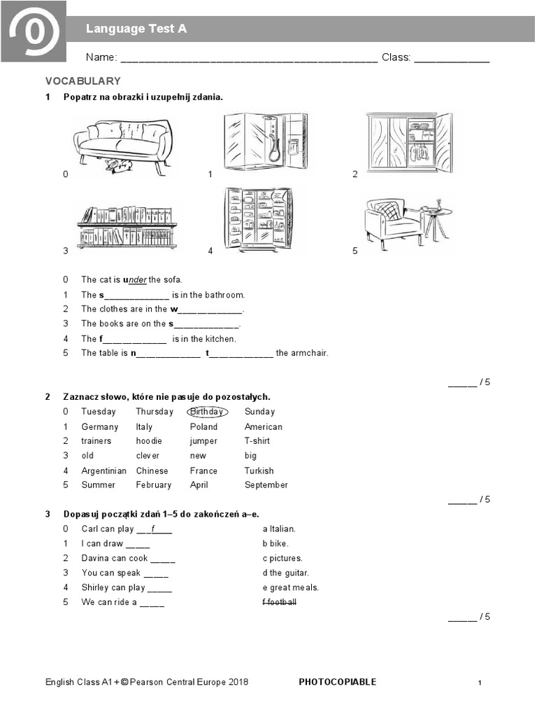 Language Test A: Name: - Class | PDF | Language Arts & Discipline