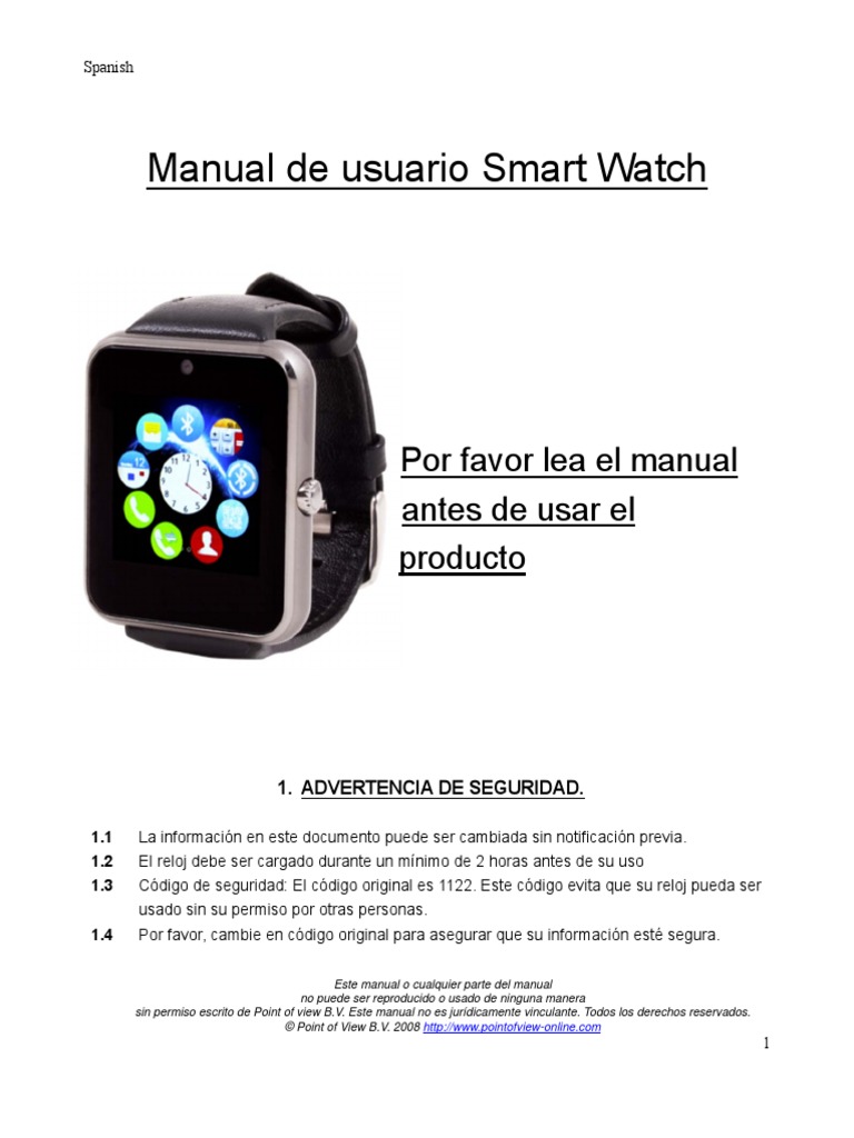 Reloj Smartwatch Manual De Usuario Smart Watch Reloj Smart Avon