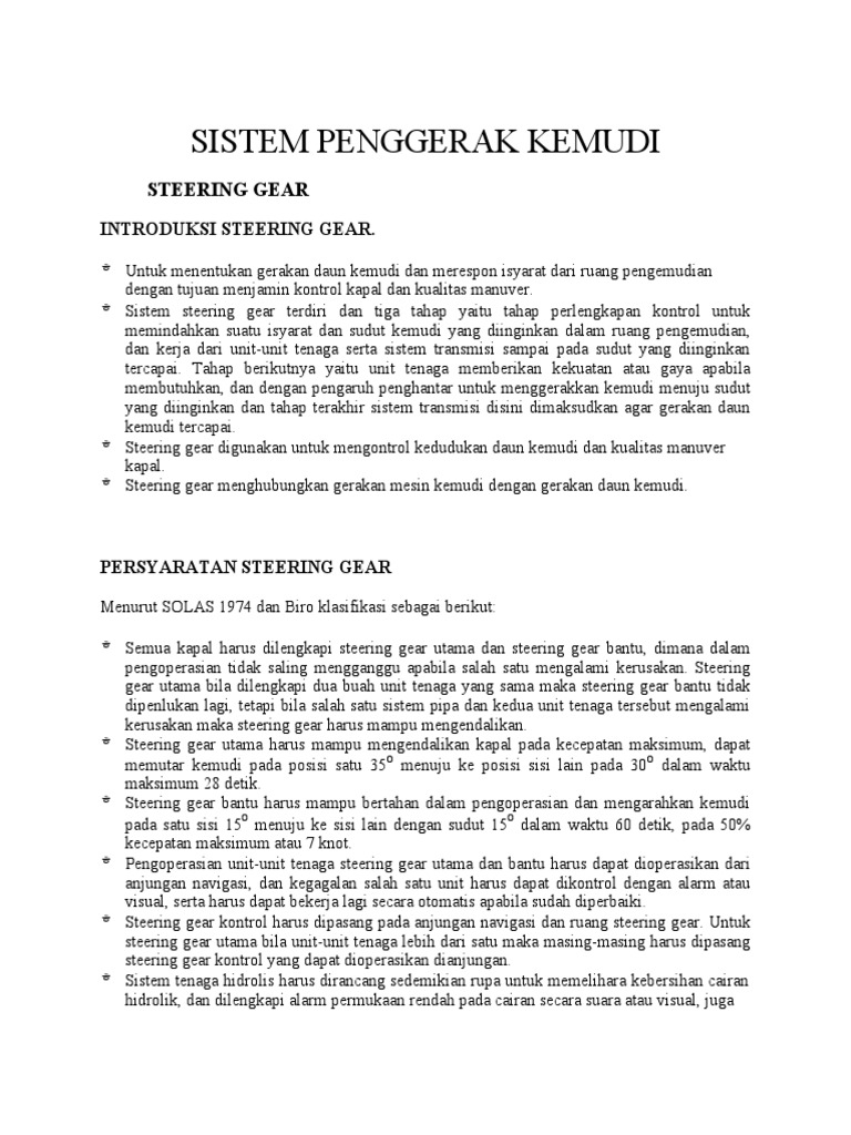 Sistem Kemudi Kapal | PDF