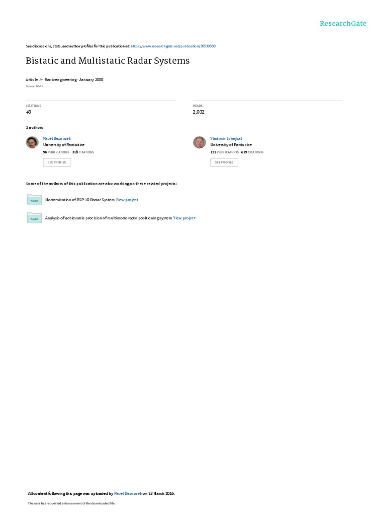 Analysis of Signal Processing Techniques for Bistatic and Multistatic ...