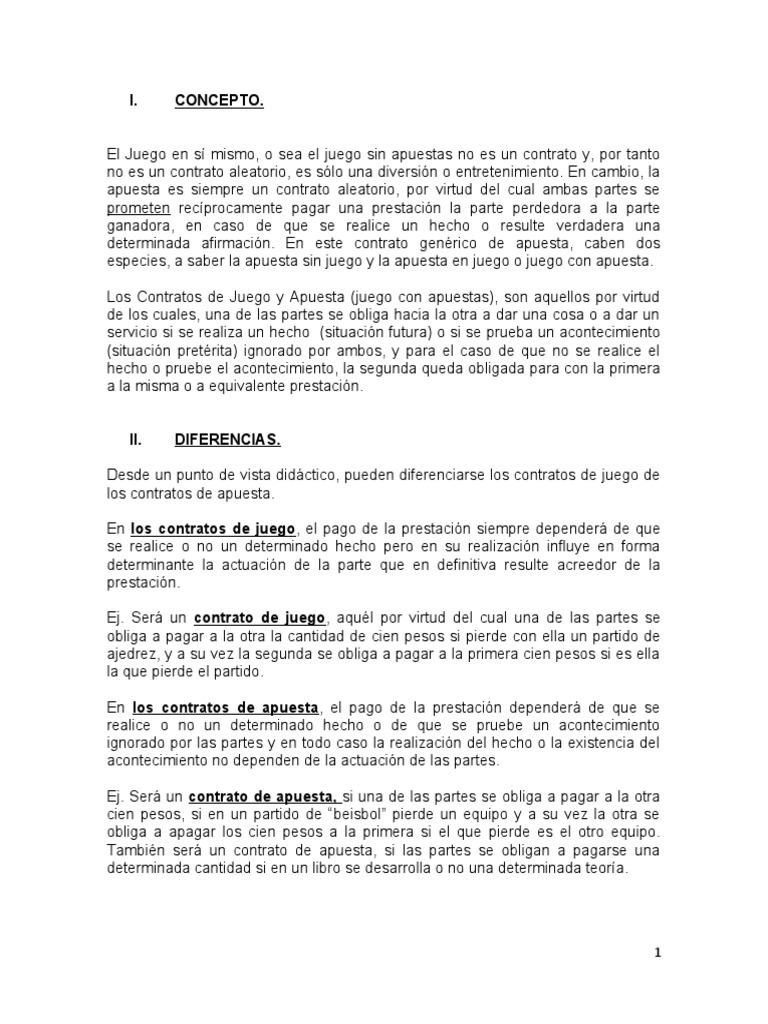 Contratos de Juego y Apuesta