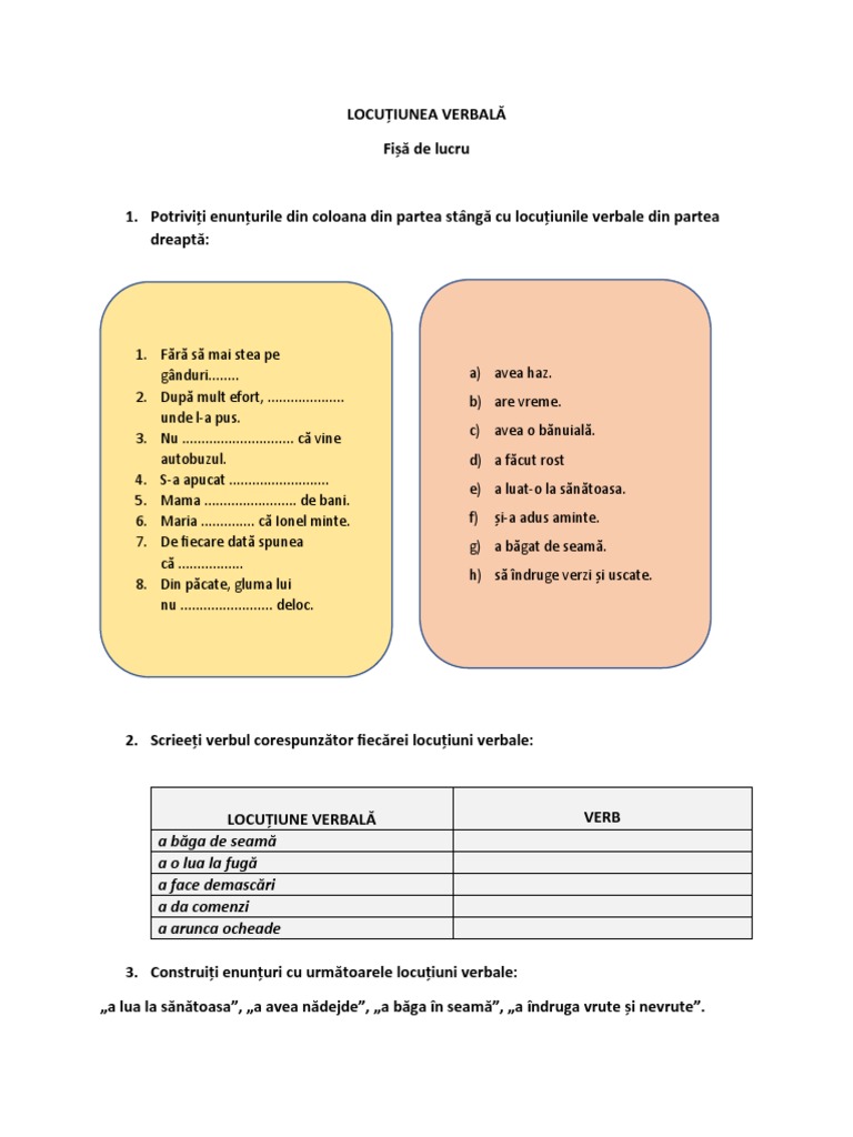 A Locutiunea Verbalat | PDF