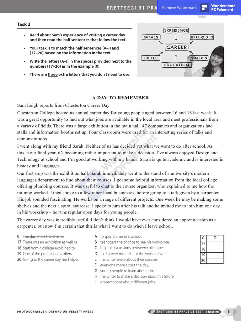 Oxford Exam Trainer B1 Test Reading3 | PDF | Communication | Cognition