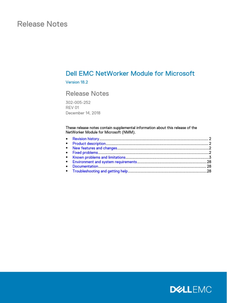 Release Notes: Dell Emc Networker Module For Microsoft | PDF | Active ...