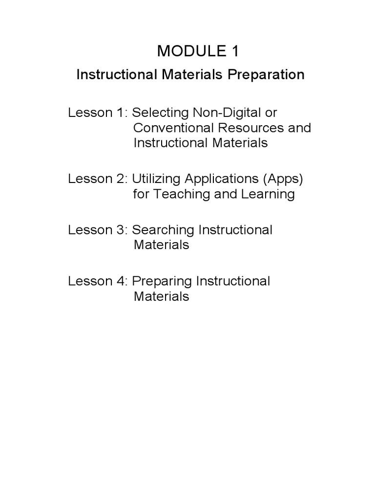 Instructional Materials Preparation PDF Teachers Learning