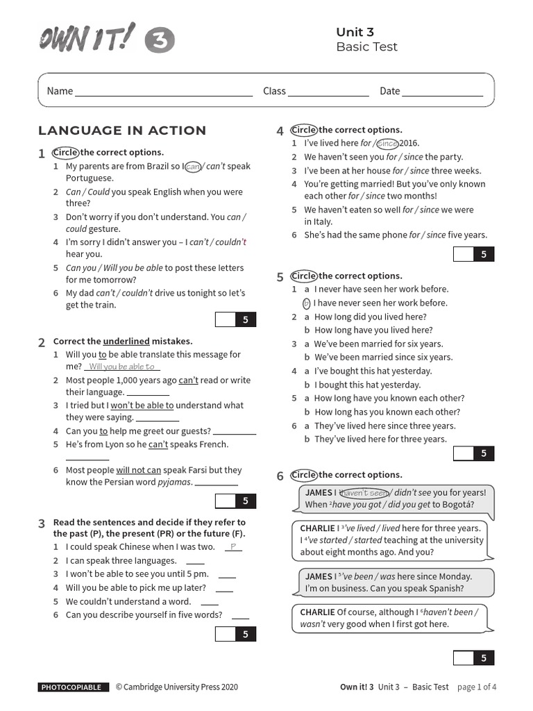 Unit3 Basic Test Without Answers | PDF | Sound | Translations