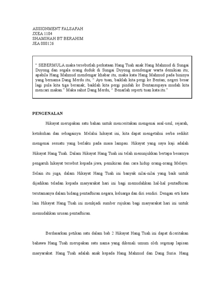 Hikayat Hang Tuah Pdf