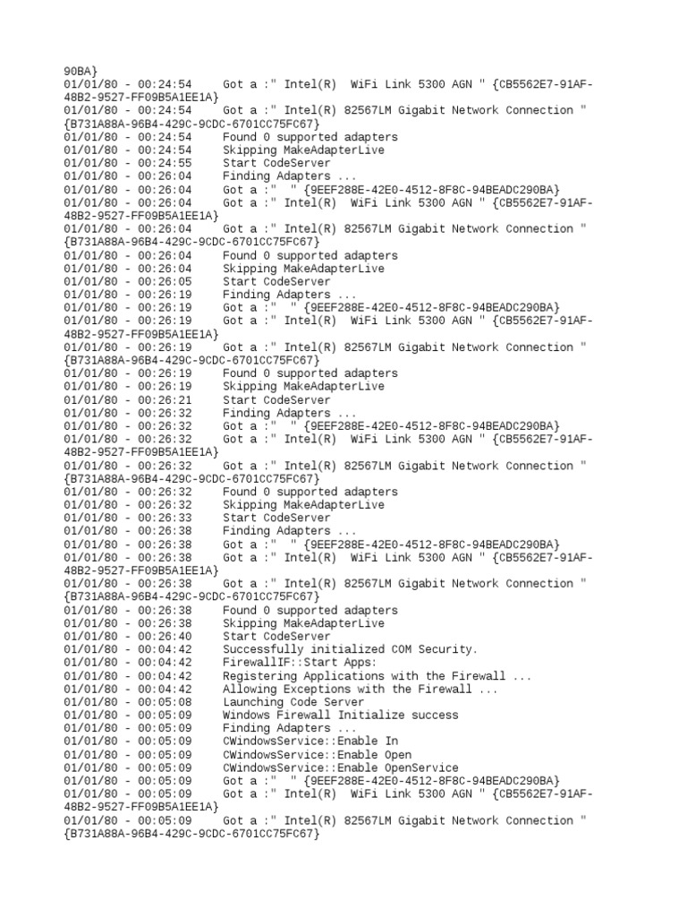 Intel Network Adapter Status Log | PDF | Wi Fi | Component Object Model