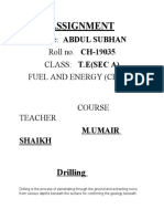 Assignment: Name: Abdul Subhan Roll No. CH-19035 Class: T.E (Sec A) Fuel and Energy (Ch-310)