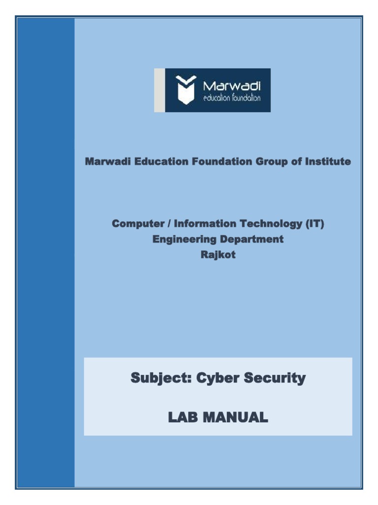 Subject Cyber Security Lab Manual Marwadi Education Foundation Group
