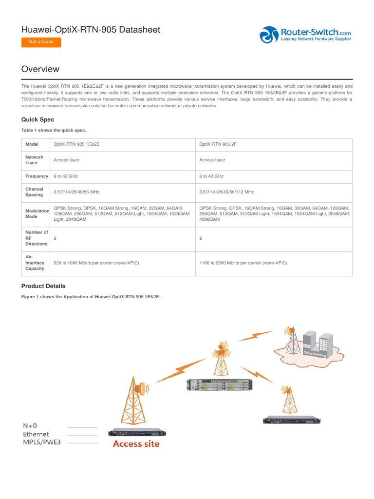 Huawei OptiX RTN 905 Overview and Specs | PDF | Computer Network ...