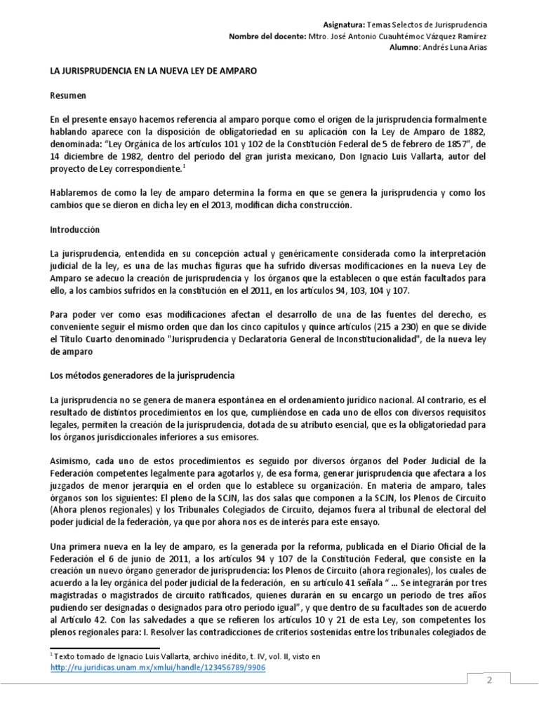 Jurisprudencia y Nueva Ley de Amparo | PDF | Caso de ley | Federación