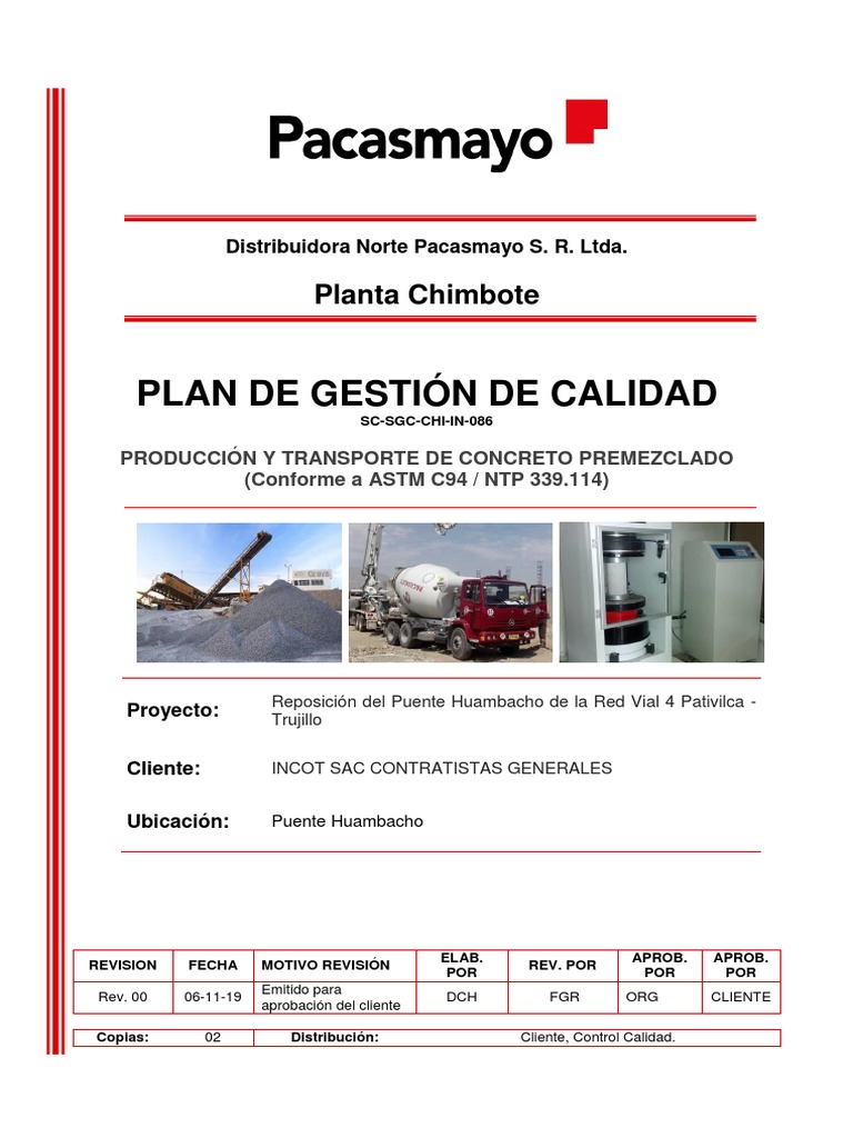 Plan de Calidad Concreto Chimbote | PDF | Hormigón | Sistema de manejo ...