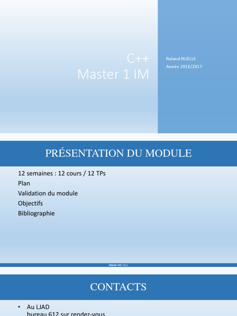 Introduction au C++ en Master IM | PDF | C ++ | Structure de contrôle