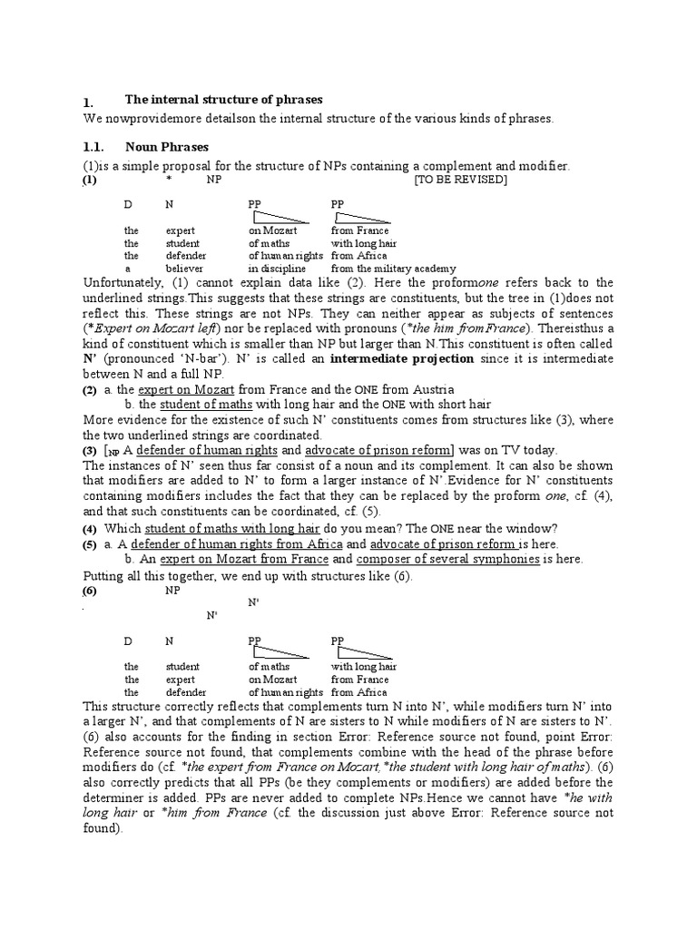 Internal Structure of Noun Phrases | PDF | Phrase | Semantics