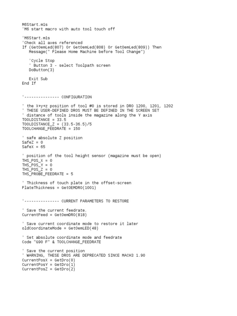 Mach3 ATC Macro | PDF | Computer Engineering | Computing