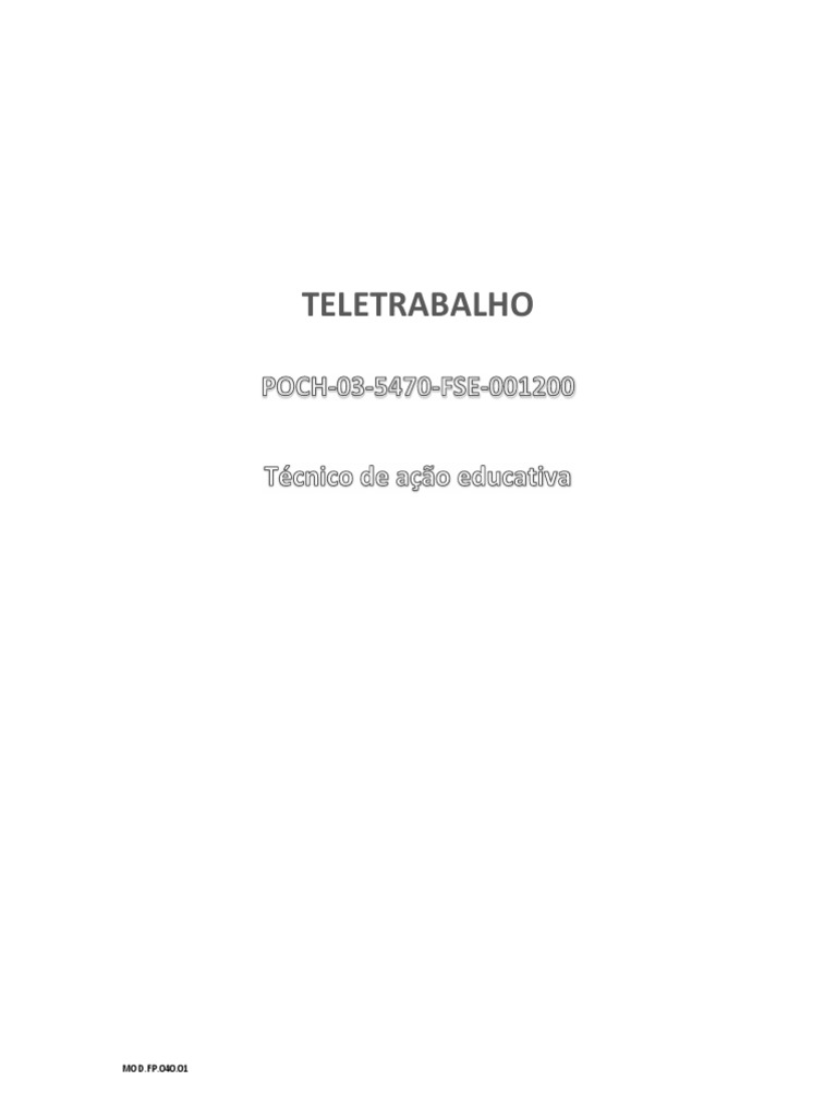 Manual de Orientação Do Teletrabalho 2018 - Atualizado Abril 2019, PDF, Trabalho à distância