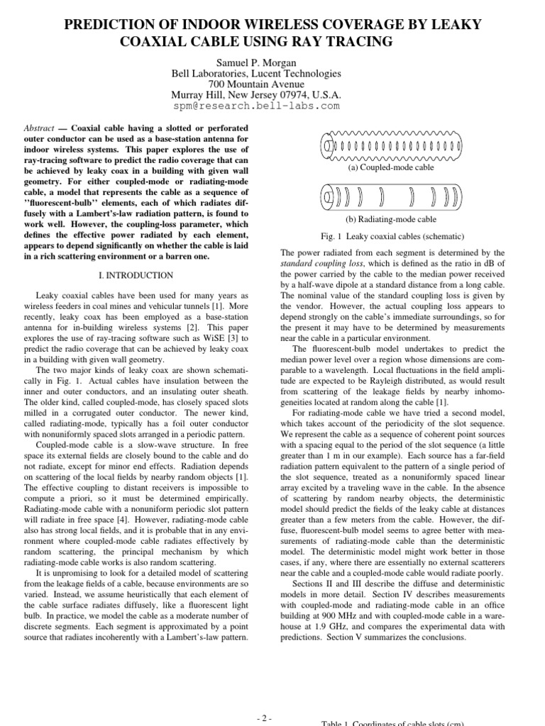 Leaky Cable | Unduh gratis PDF | Coaxial Cable | Wavelength