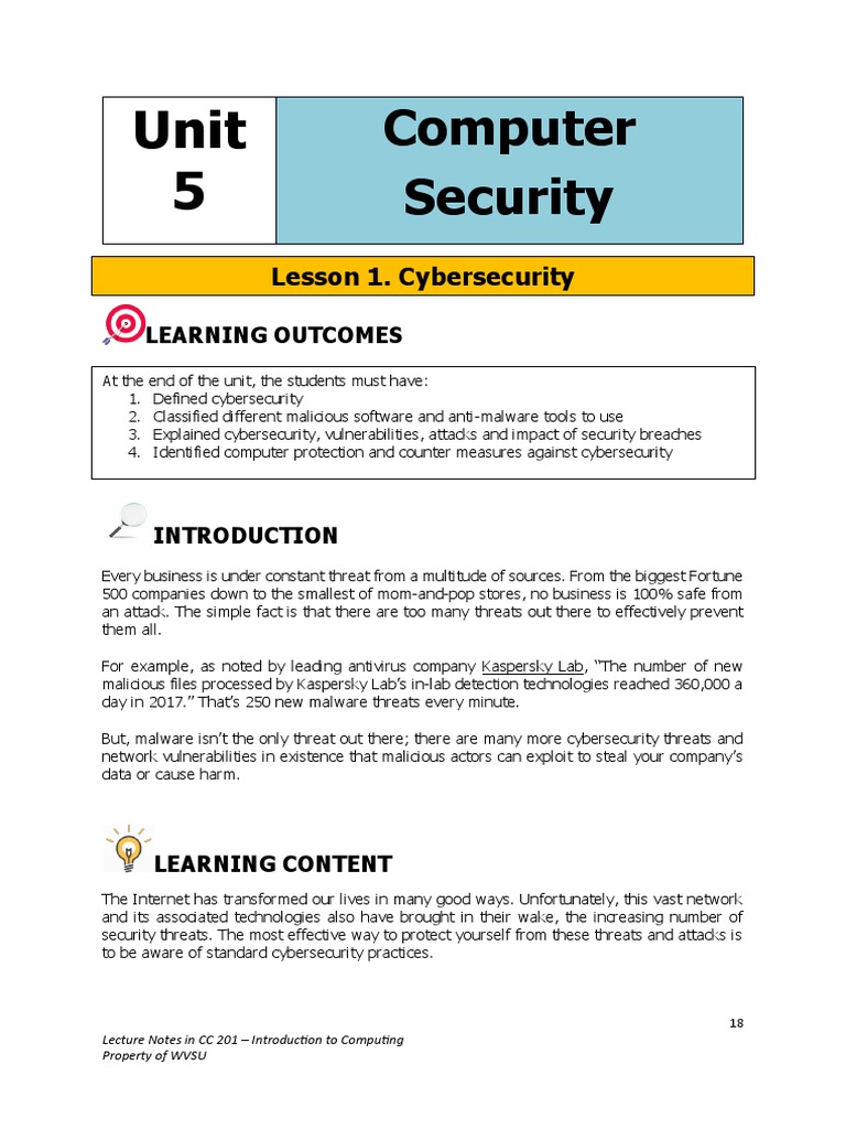 Unit 5 Computer Security | PDF | Malware | Security