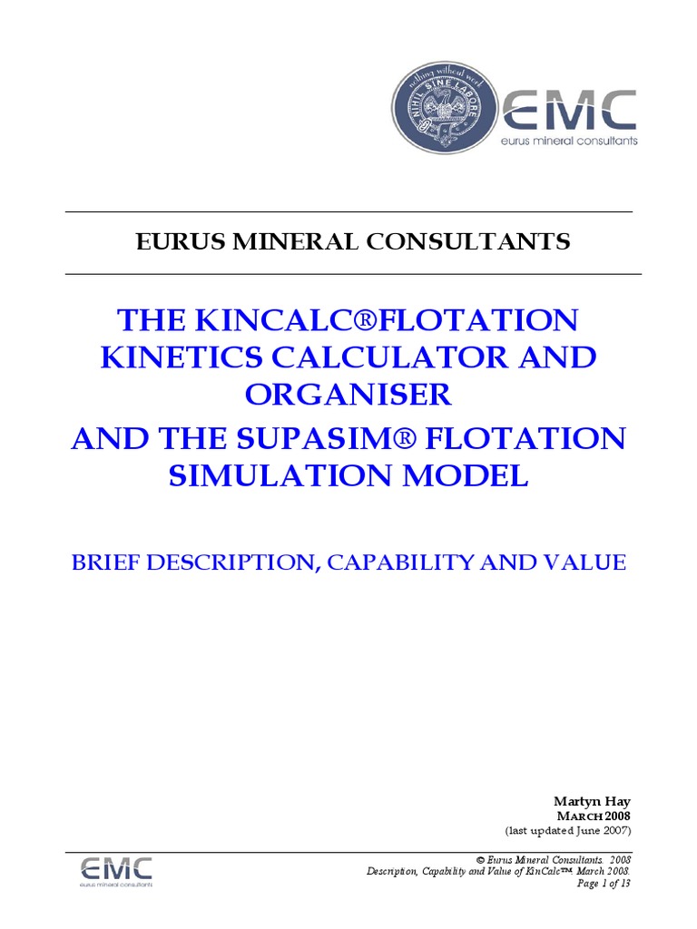 Description and Capability of KinCalc+Supasim Mar08 PDF Microsoft Excel Enzyme