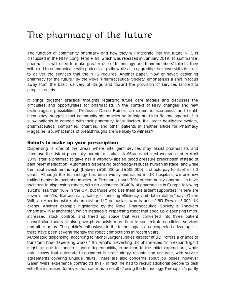 Future of Community Pharmacies | PDF | Pharmacy | Medical Prescription
