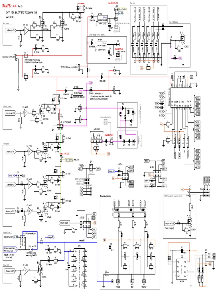 RAMPS 1.4.4 Schematic Color PDF