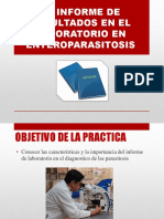 El Informe de Resultados en El Laboratorio en Enteroparasitosis