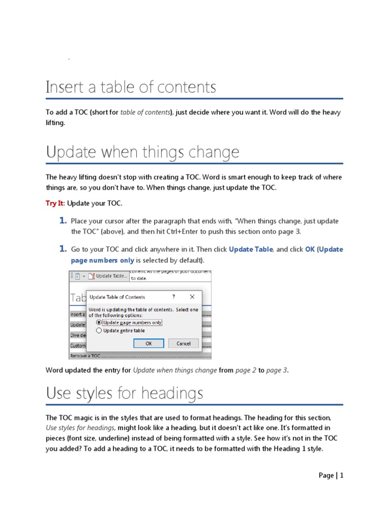 Sample Table UPDATE | PDF | Table Of Contents | Paragraph