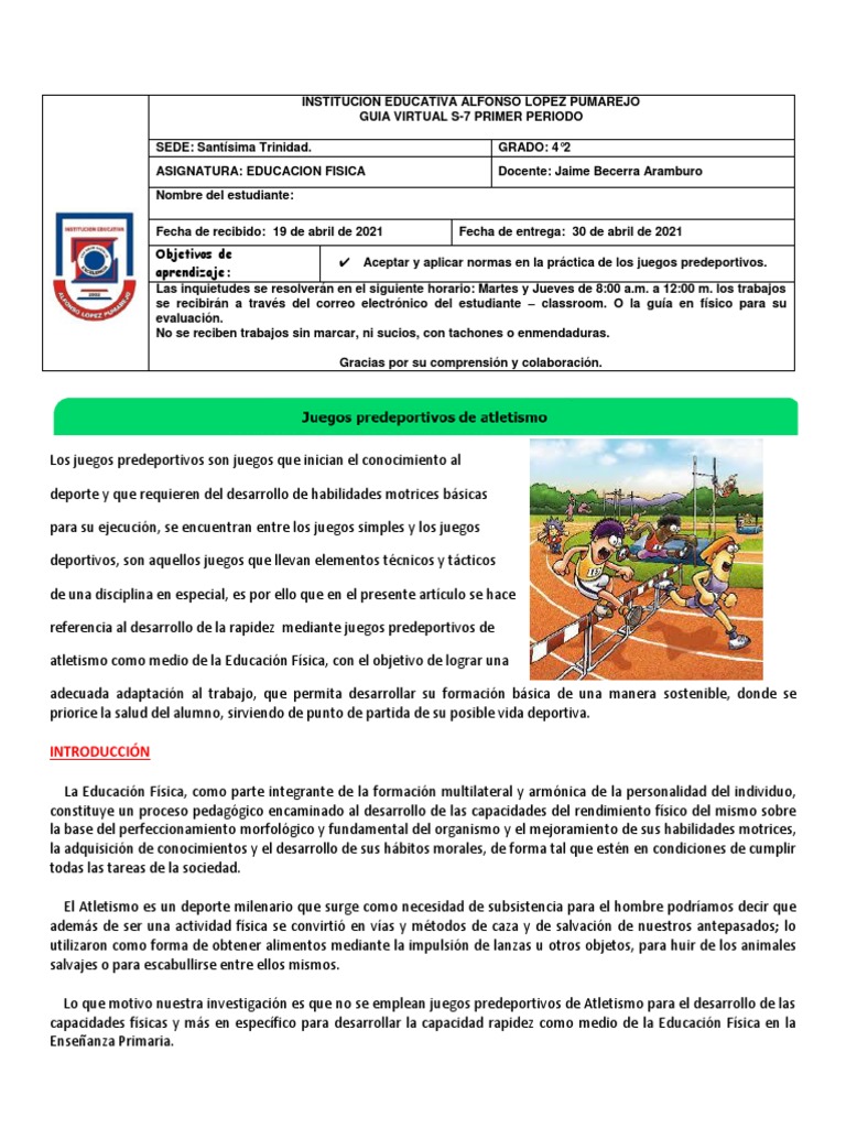 Guia 7-1 Educ Fisica | PDF | Deporte del atletismo | Deportes