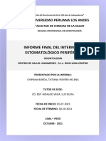 Informe Final Del Internado Estomatológico Periférico 2021 - Tatiana Chipana Borda