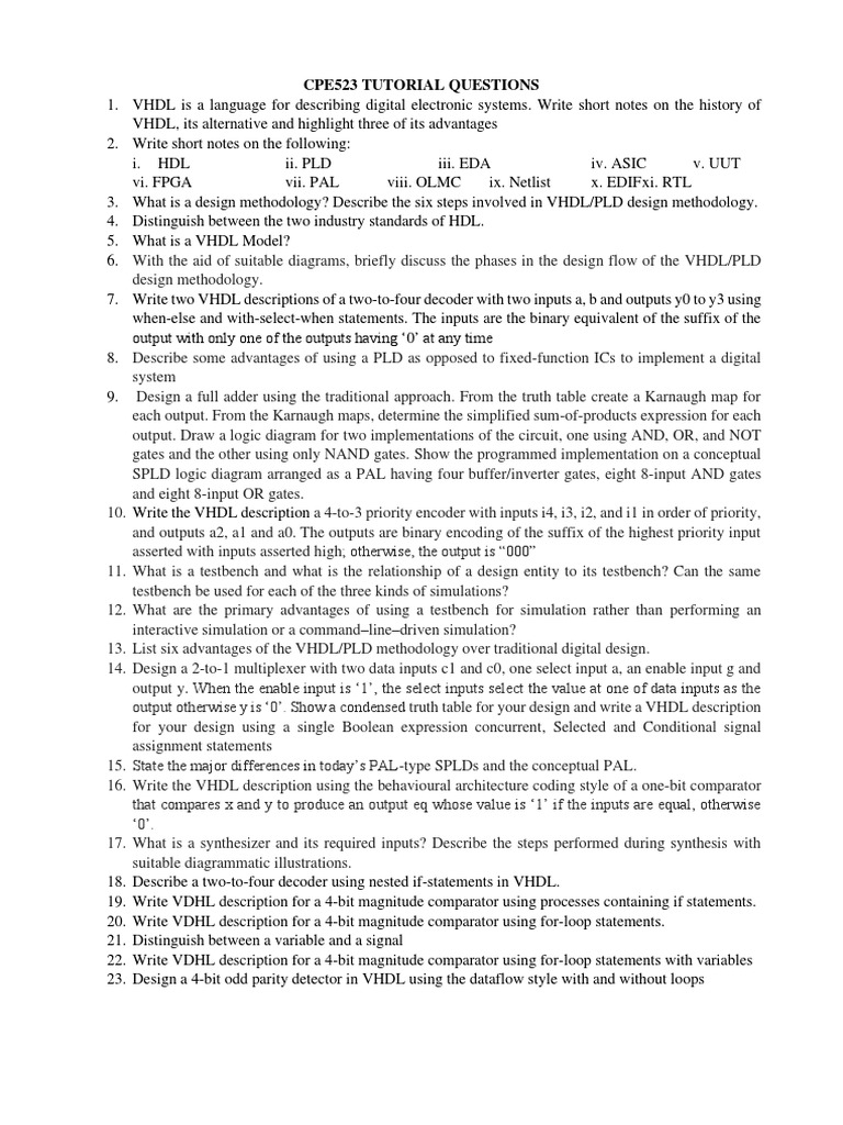 VHDL & Digital Design Tutorial | PDF | Vhdl | Hardware Description Language