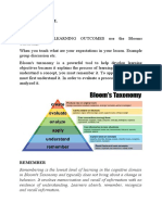 Bloom Taxonomy Outcomes