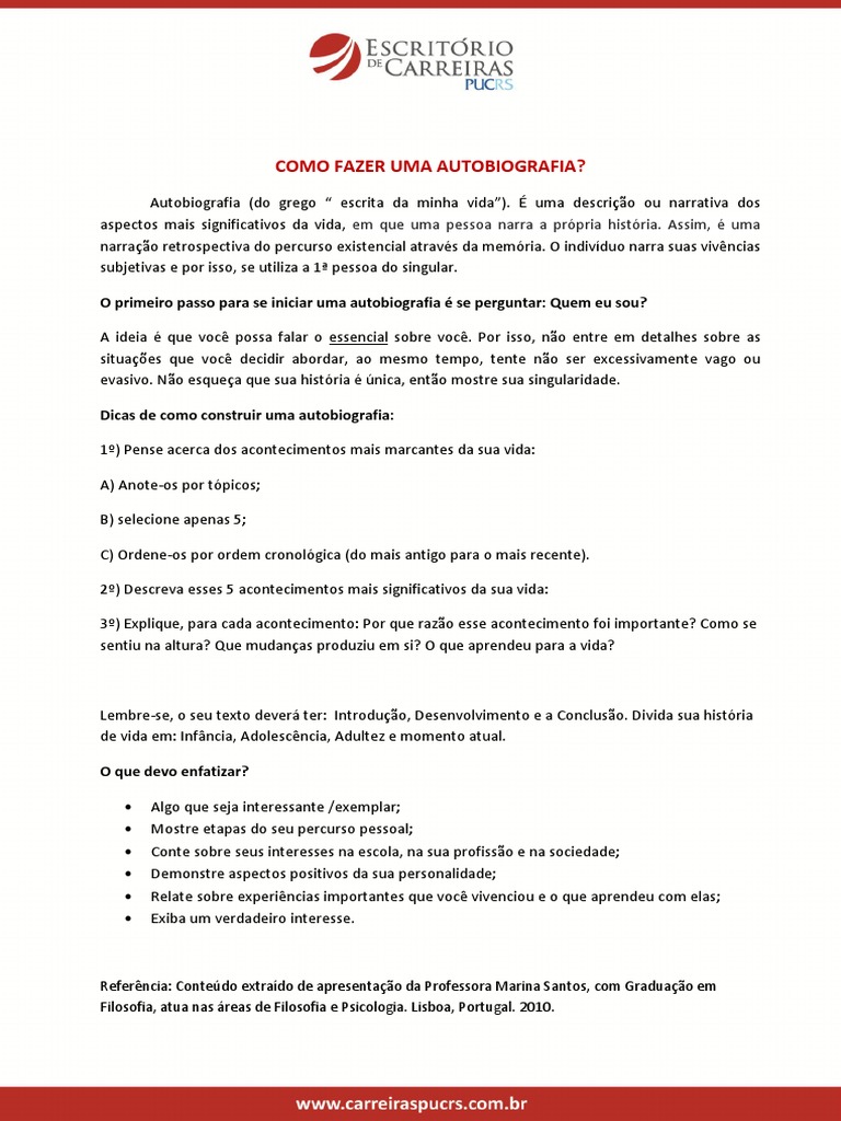 Como Escrever Sua Autobiografia | PDF | Autoajuda