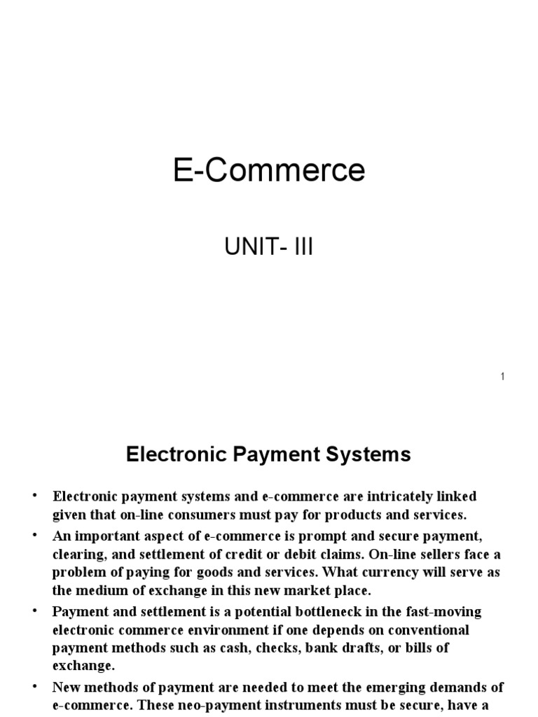 Electronic Payment Systems in E-Commerce | PDF | Cheque | Credit Card