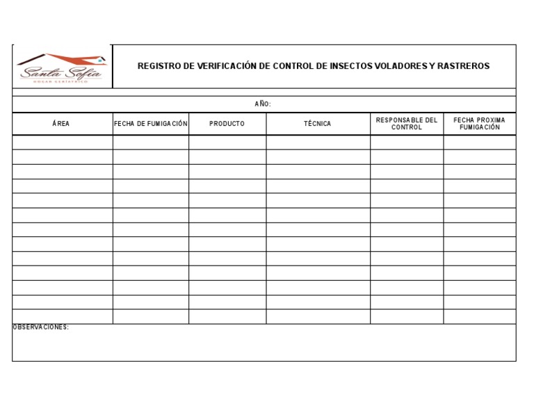 Registro de Control de Insectos Voladores | PDF