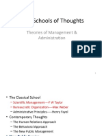 Major Schools of Thoughts: Theories of Management & Administration