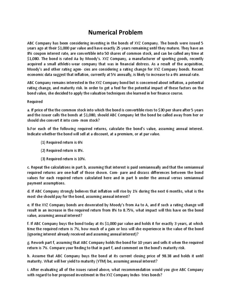 Numerical Problem | PDF | Bonds (Finance) | Interest