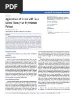 Application of Orem Self Care Deficit Theory On Psychiatric Patient