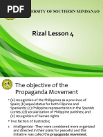 Rizal Lesson 4: University of Southern Mindanao