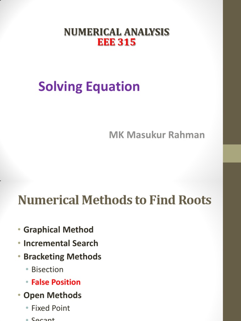 False Position Method for Root Finding | PDF | Numerical Analysis ...