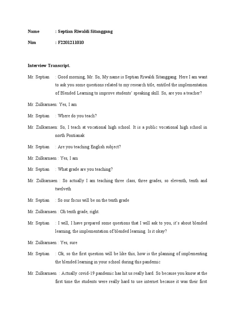 Interview Transcript, Field Note Design and Observation Checklist ...